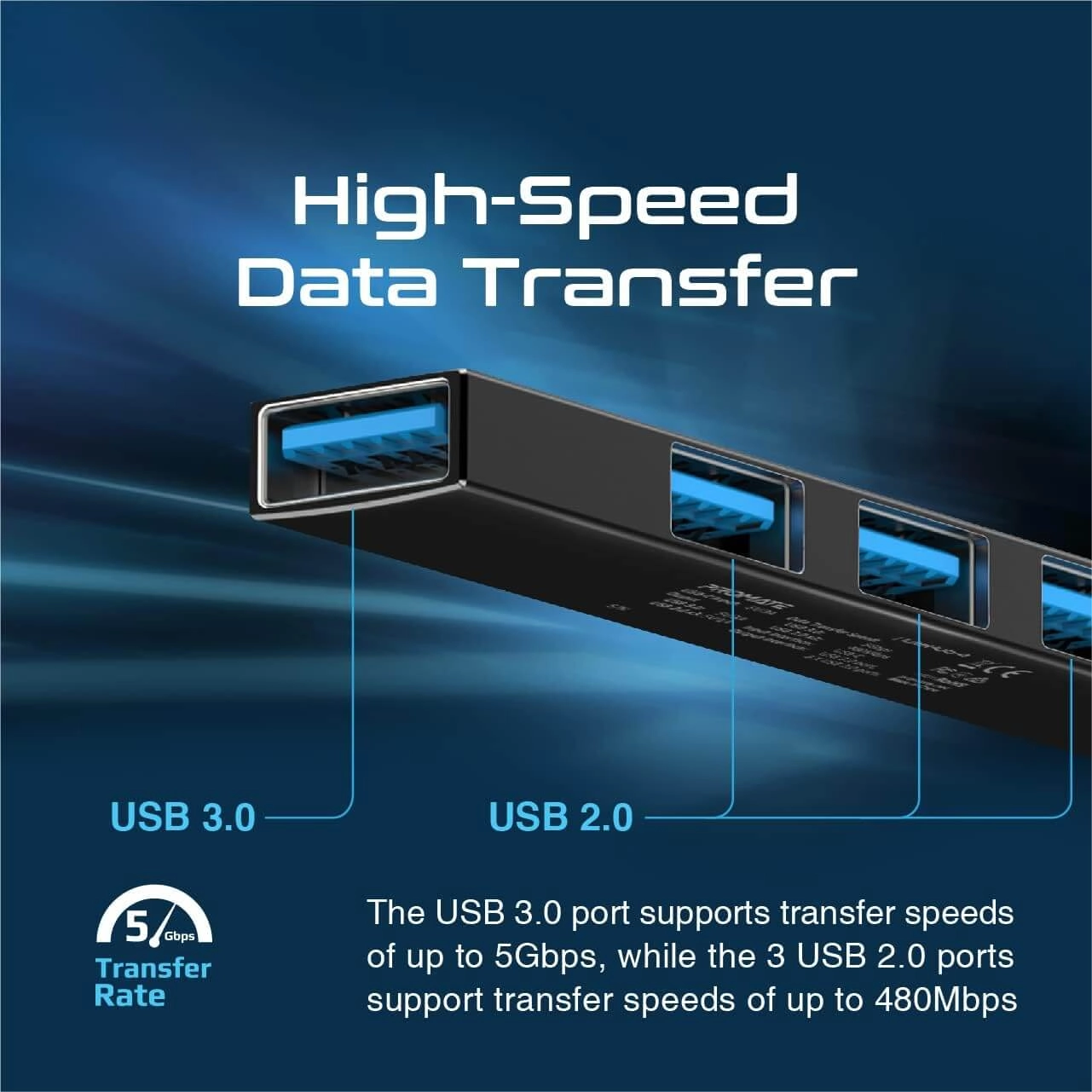 Promate LiteHub-4 USB Hub with USB Converter - 4 Ports - Black  for sale in Egypt from Games2Egypt