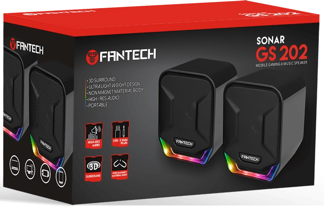 Fantech SONAR GS202 Music and Mobile Gaming Wired Speakers - Black  for sale in Egypt from Games2Egypt