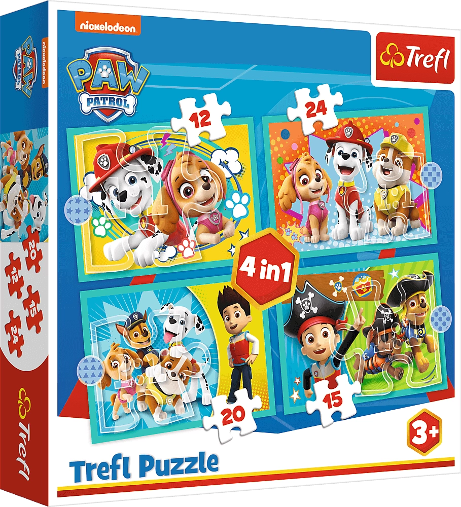 Trefl 4 in 1 Happy Paw Patrol Puzzle - 24 + 20 + 15 +12  for sale in Egypt from Games2Egypt