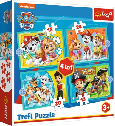 Trefl 4 in 1 Happy Paw Patrol Puzzle - 24 + 20 + 15 +12