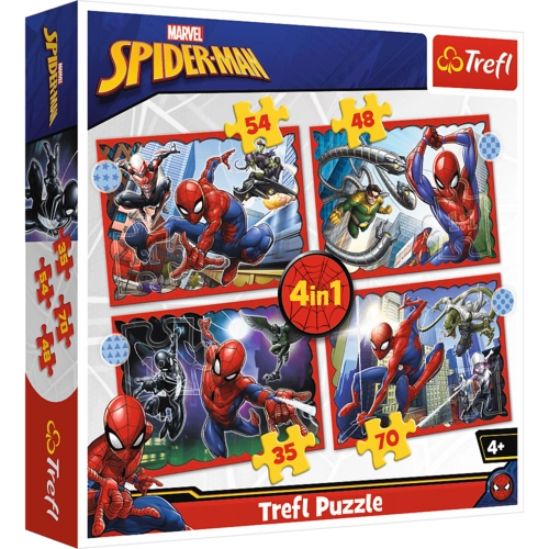 Trefl 4 in 1 Spider-Man Puzzle - 70 + 54 + 48 + 35