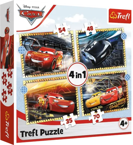 Trefl 4 in 1 Disney Cars Puzzle - 70 + 54 + 48 + 35