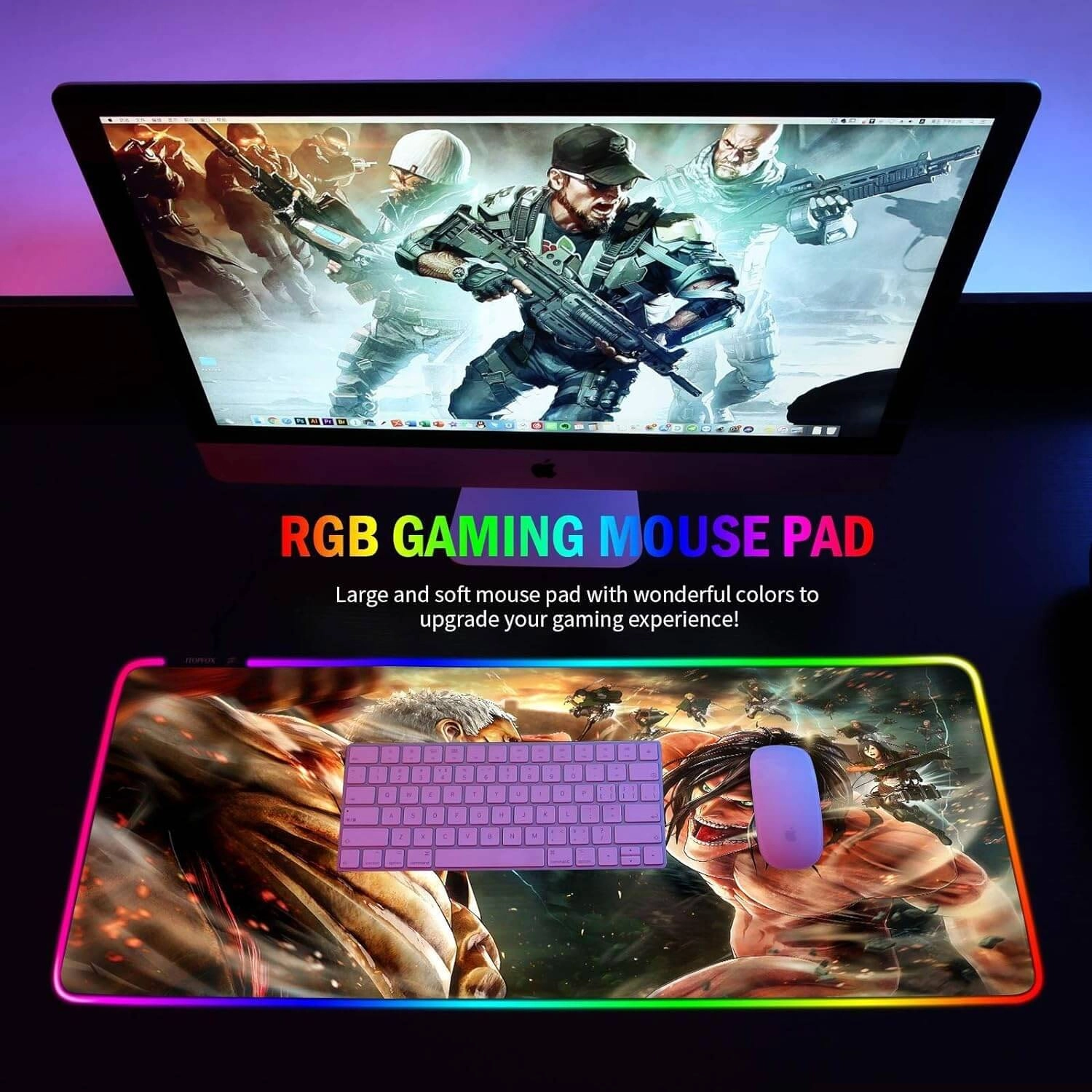 Anime: Attack on Titan (AoT) RGB Gaming Mouse Pad - Large  for sale in Egypt from Games2Egypt