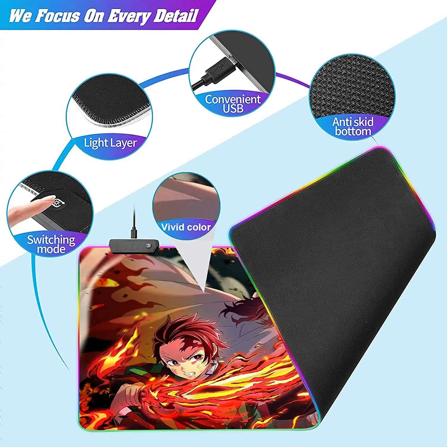 Demon Slayer RGB Gaming Mouse Pad - Large  for sale in Egypt from Games2Egypt