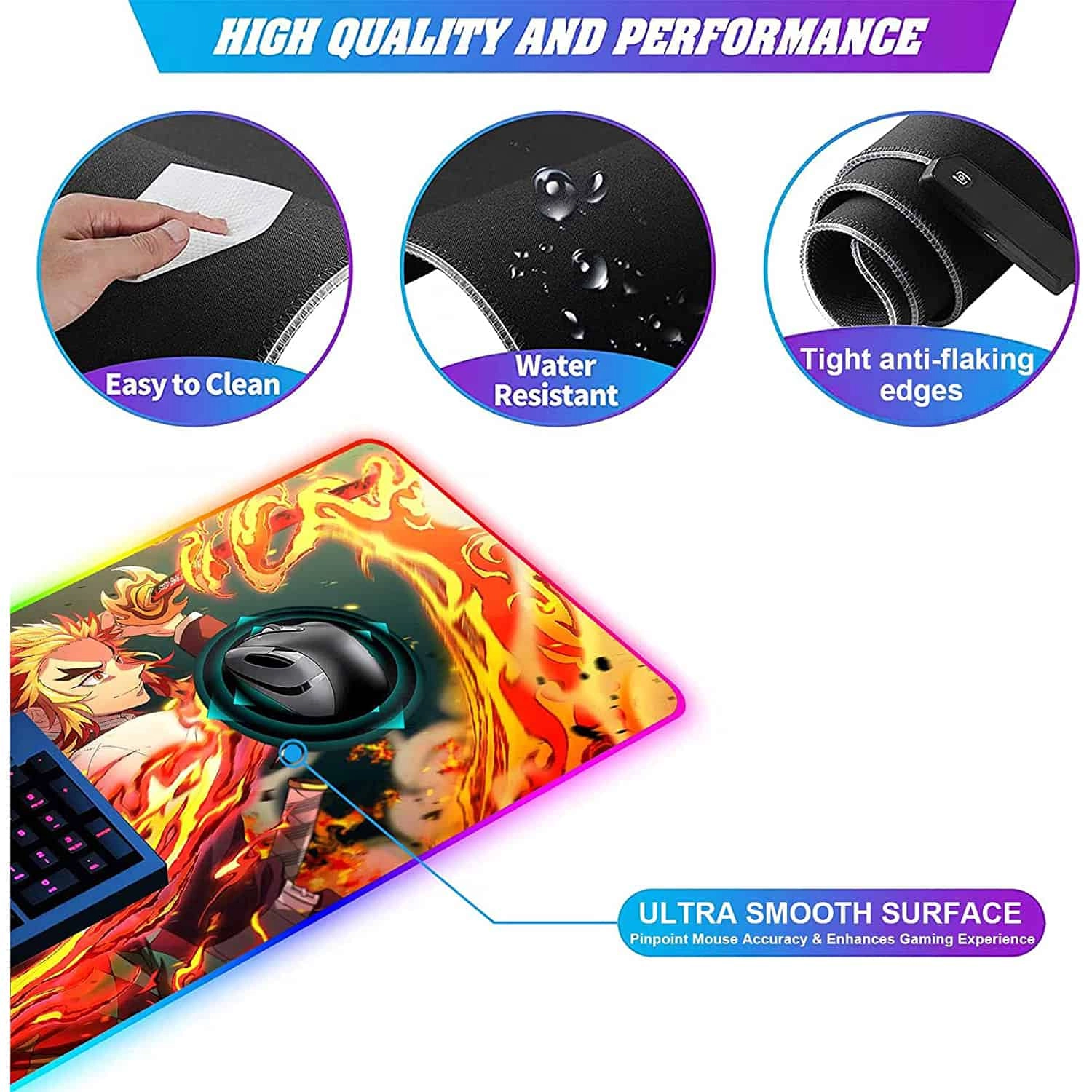 Demon Slayer RGB Gaming Mouse Pad - Large  for sale in Egypt from Games2Egypt