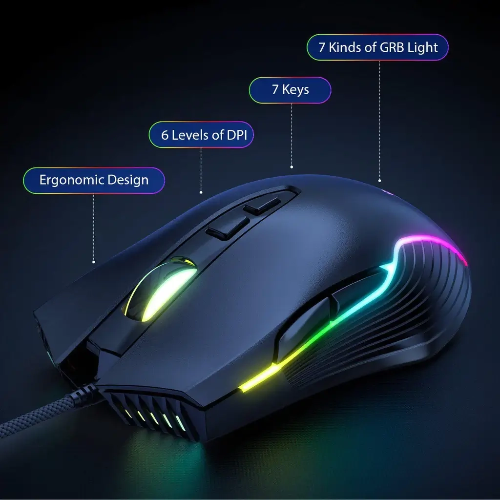 Onikuma CW905 RGB Gaming Mouse - Black  for sale in Egypt from Games2Egypt