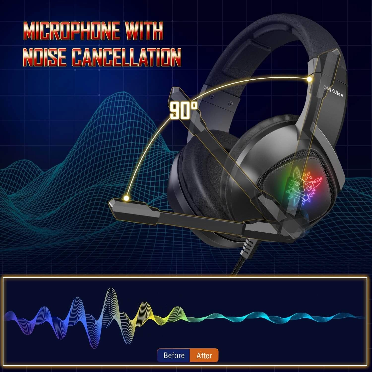 Onikuma K19 RGB Wired Gaming Headset - Black  for sale in Egypt from Games2Egypt