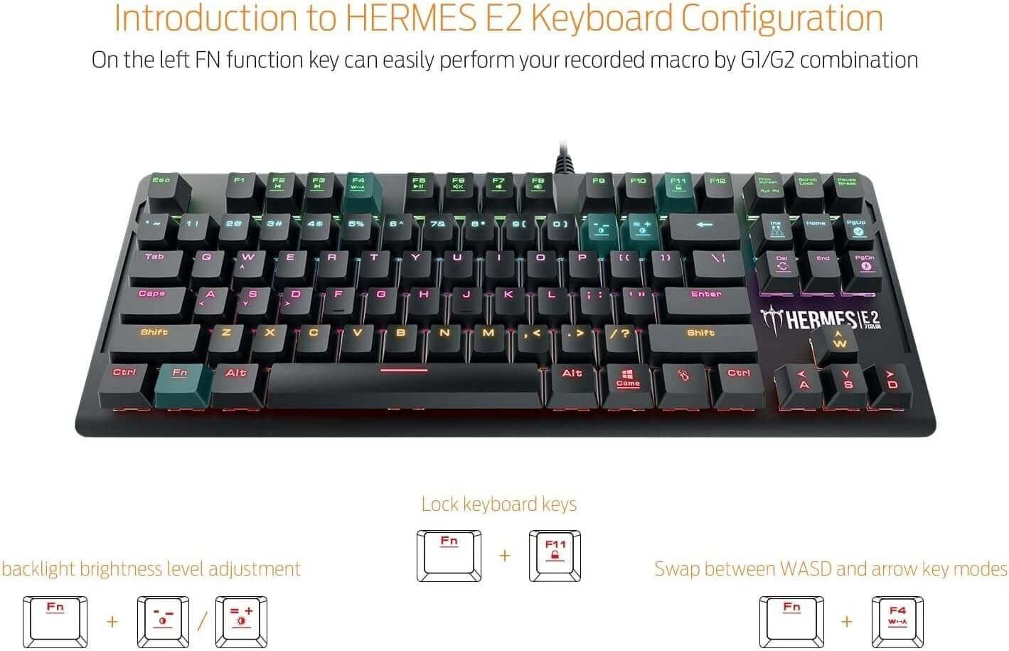 GAMDIAS HERMES E2 Gaming Mechanical Keyboard with Brown Switch  for sale in Egypt from Games2Egypt