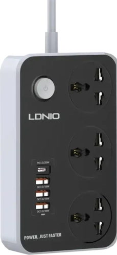 LDNIO SC3412 Power Strip with 4 USB Ports and 3 Power Sockets