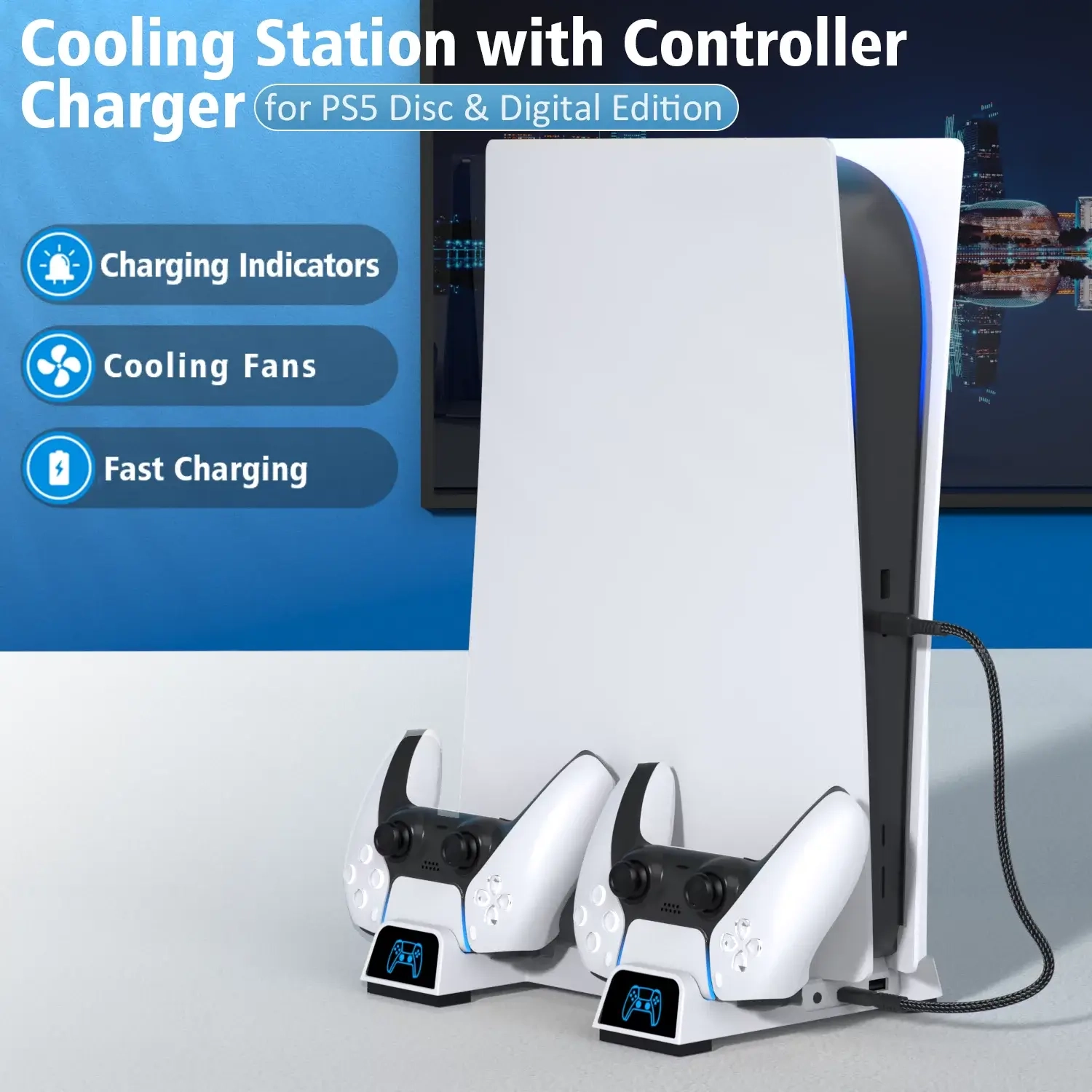 OIVO Cooling Stand with Dual Charging Station for PS5 Console (Digital and Physical)  for sale in Egypt from Games2Egypt