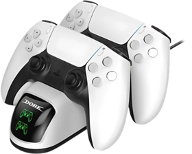 Dobe Dual DualSense Charging Station with 220V for PS5 Controllers - White  for sale in Egypt from Games2Egypt