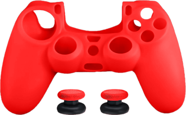 Dobe Silicone Cover Case for PS4 DualShock Controller with Analog Grips - Red