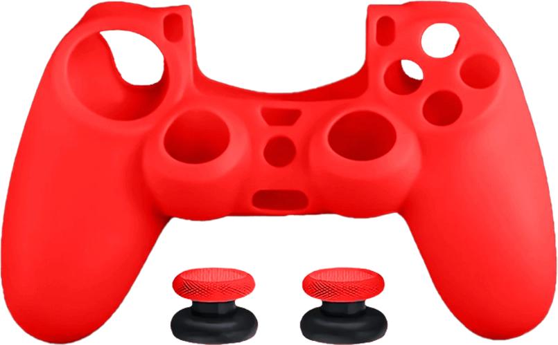 Dobe Silicone Cover Case for PS4 DualShock Controller with Analog Grips - Red