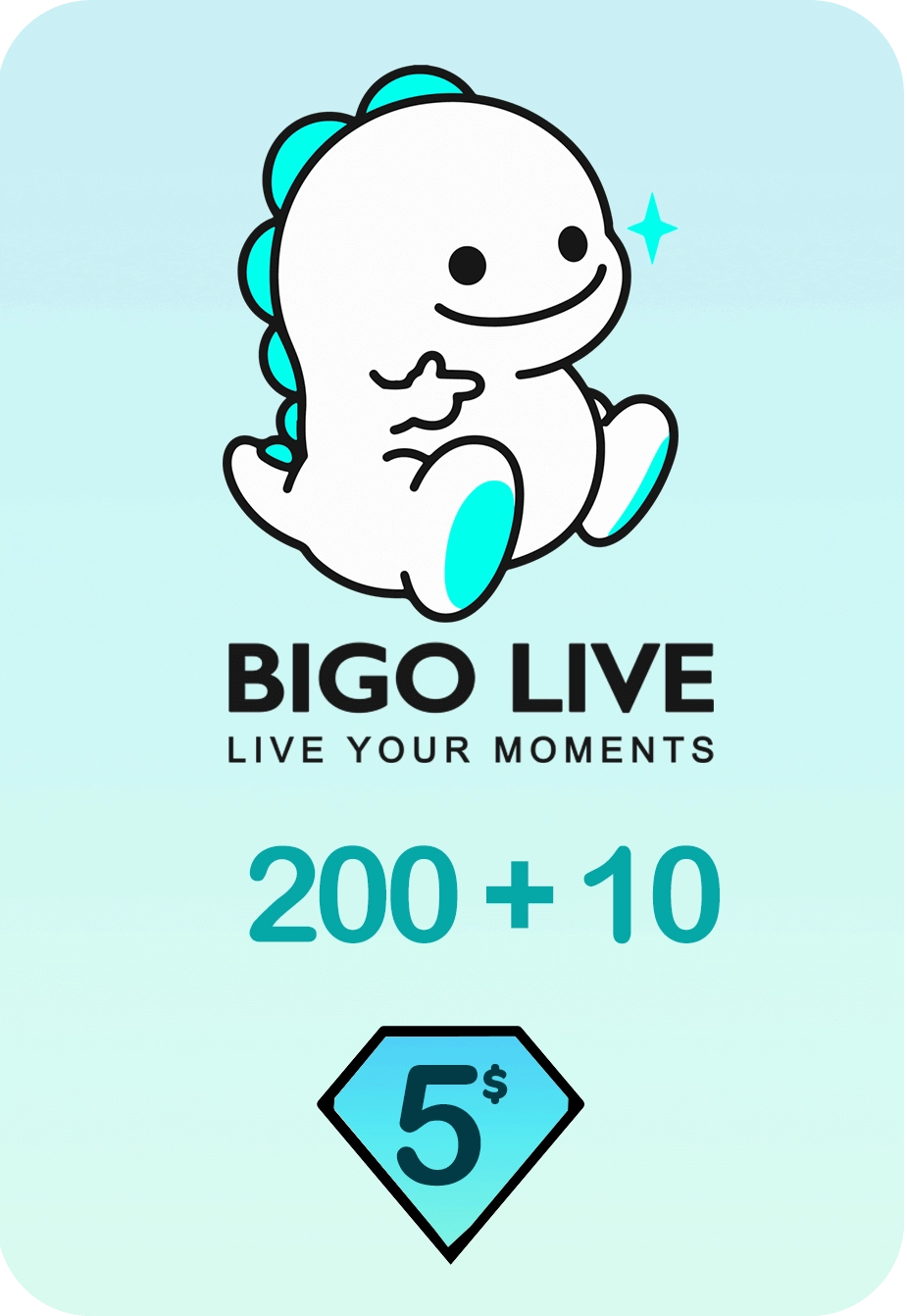 Bigo Live 200 + 10 Bonus Diamonds 5 USD Gift Card - Global  for sale in Egypt from Games2Egypt