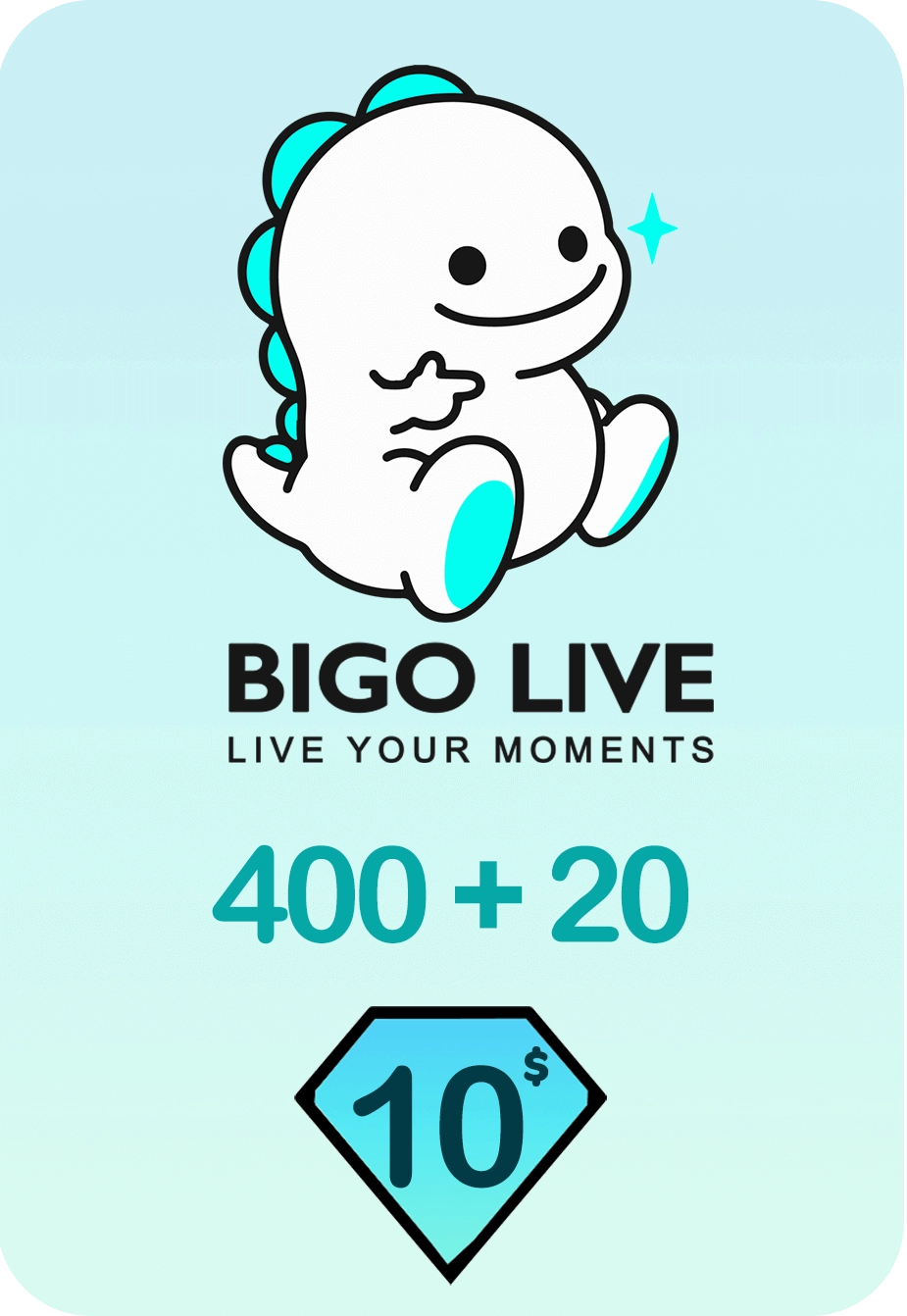 Bigo Live 400 + 20 Bonus Diamonds 10 USD Gift Card - Global  for sale in Egypt from Games2Egypt