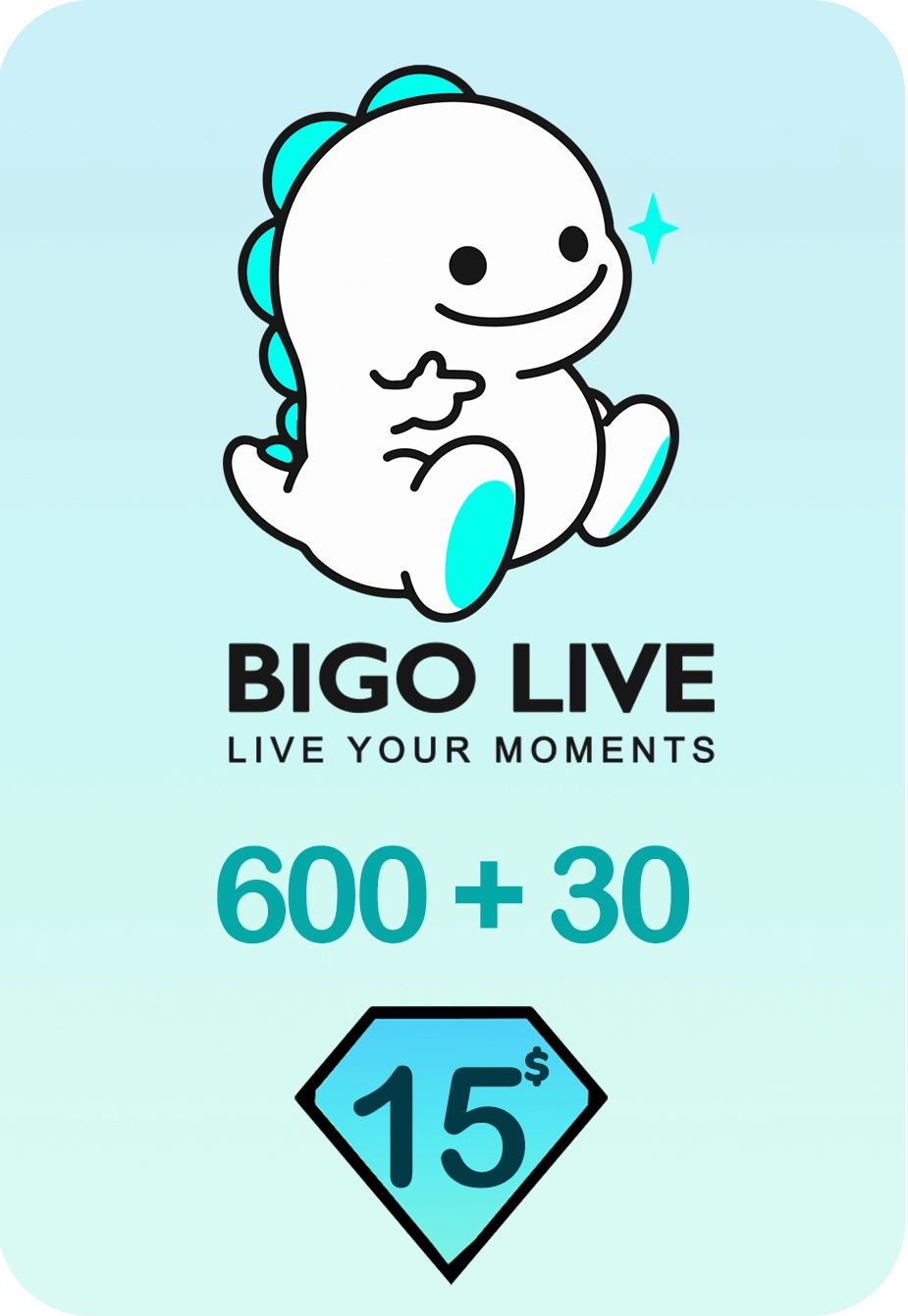 Bigo Live 600 + 30 Bonus Diamonds 15 USD Gift Card - Global  for sale in Egypt from Games2Egypt