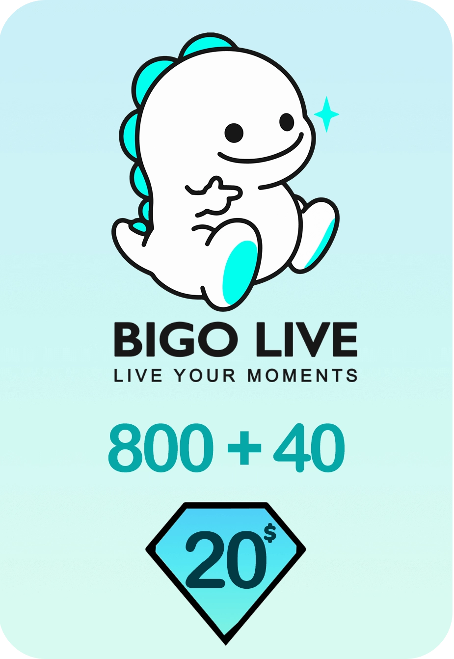 Bigo Live 800 + 40 Bonus Diamonds 20 USD Gift Card - Global  for sale in Egypt from Games2Egypt