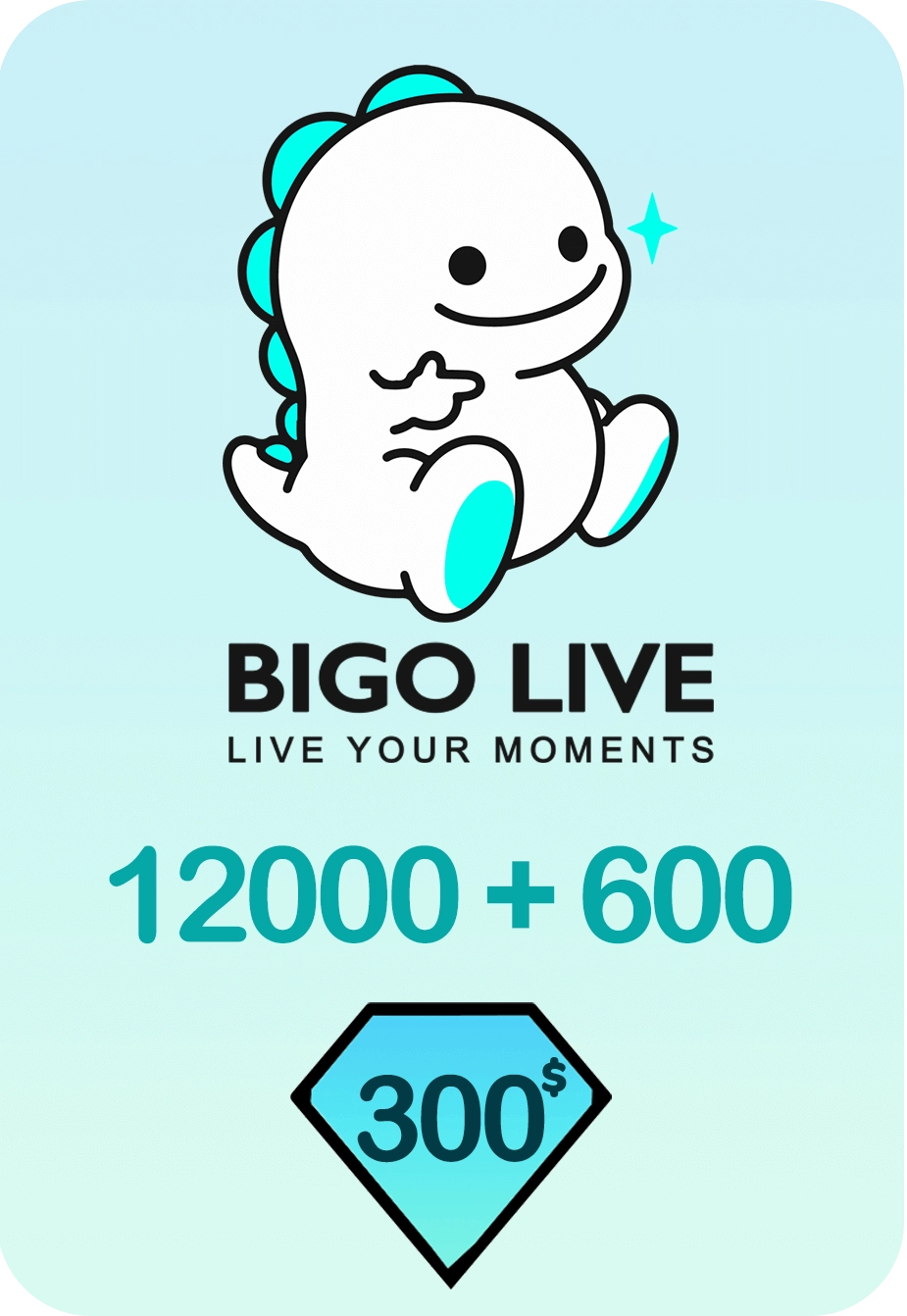 Bigo Live 12000 + 600 Bonus Diamonds 300 USD Gift Card - Global  for sale in Egypt from Games2Egypt